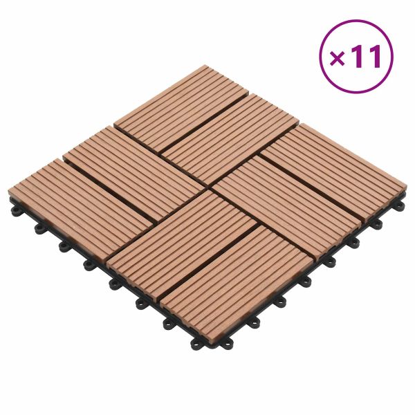 Плочка за decking 11 pcs Кафяво 30 x 30 cm WPC