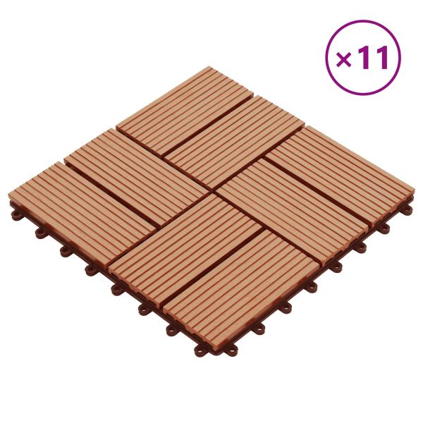 Плочка за decking 11 pcs Тик 30 x 30 cm WPC