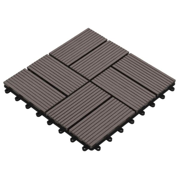 Плочка за decking 11 pcs Тъмен кафяв 30 x 30 cm WPC