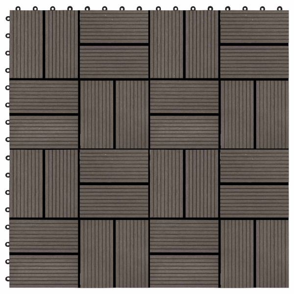 Плочка за decking 11 pcs Тъмен кафяв 30 x 30 cm WPC