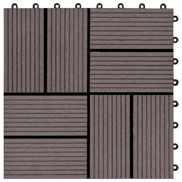Плочка за decking 11 pcs Тъмен кафяв 30 x 30 cm WPC