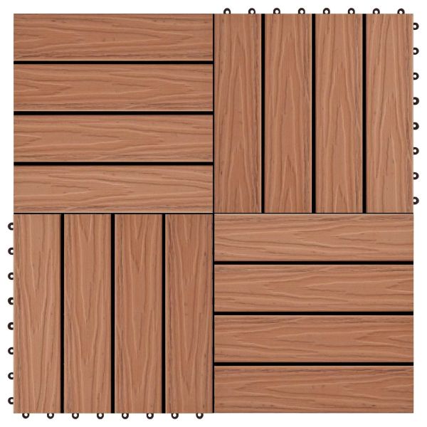 Плочка за decking 3D дизайн 11 pcs Светло кафяво 30 x 30 cm WPC