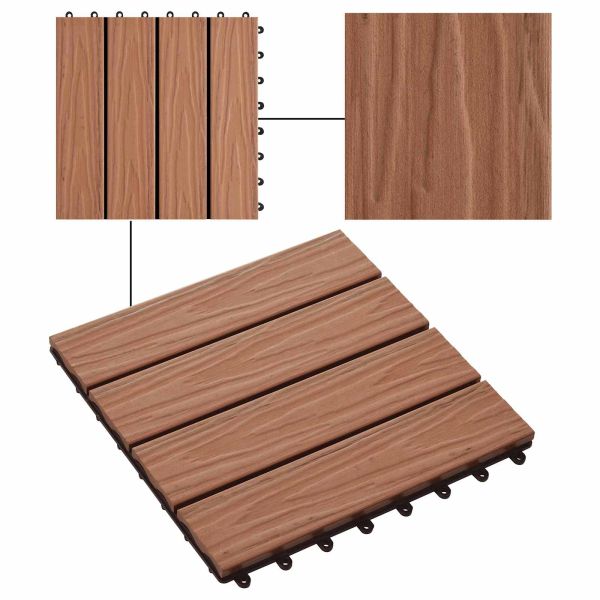Плочка за decking 3D дизайн 11 pcs Светло кафяво 30 x 30 cm WPC