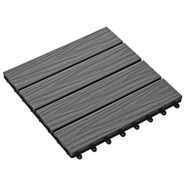 Плочка за decking 3D дизайн 11 pcs Сив 30 x 30 cm WPC