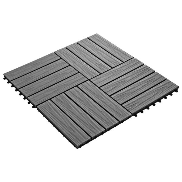 Плочка за decking 3D дизайн 11 pcs Сив 30 x 30 cm WPC