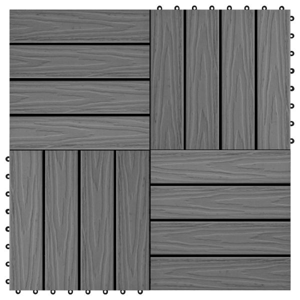 Плочка за decking 3D дизайн 11 pcs Сив 30 x 30 cm WPC