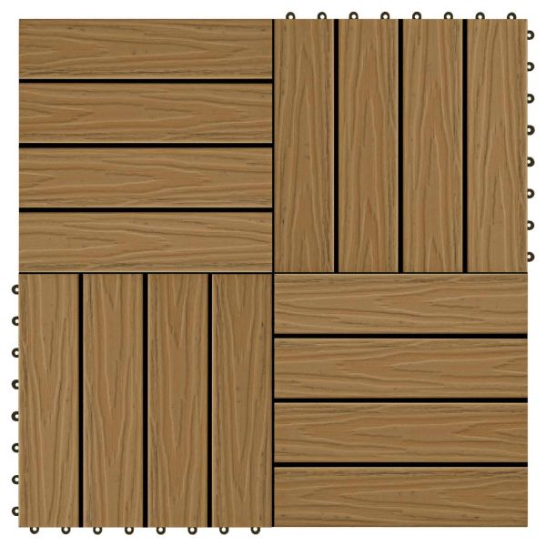 Плочка за decking 3D дизайн 11 pcs Тик 30 x 30 cm WPC