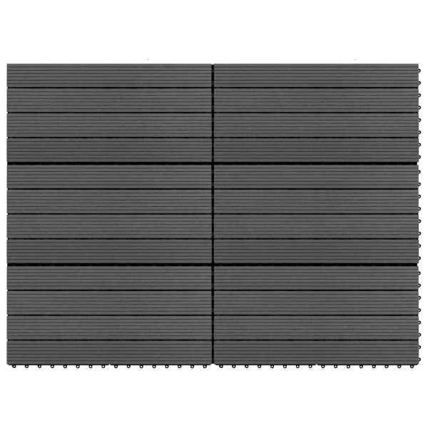 Плочка за настилка 6 pcs Черен 60 x 30 cm WPC