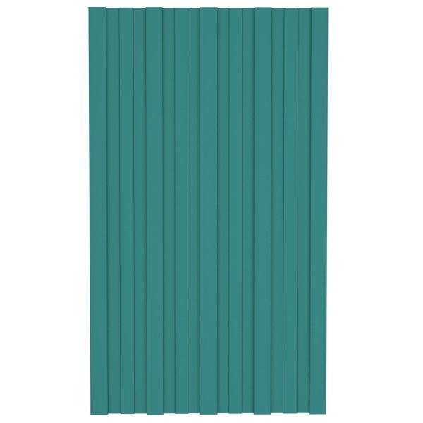 Покривен панел 12 pcs Зелено 80 x 45 cm Поцинкована стомана