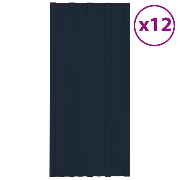 Покривен панел 12 pcs Антрацит 100 x 45 cm Поцинкована стомана