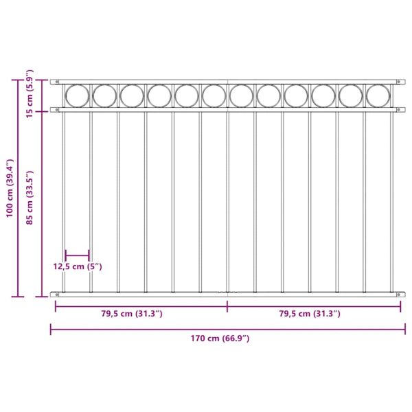 Ограден панел Assen стомана 1,7x1 м черен