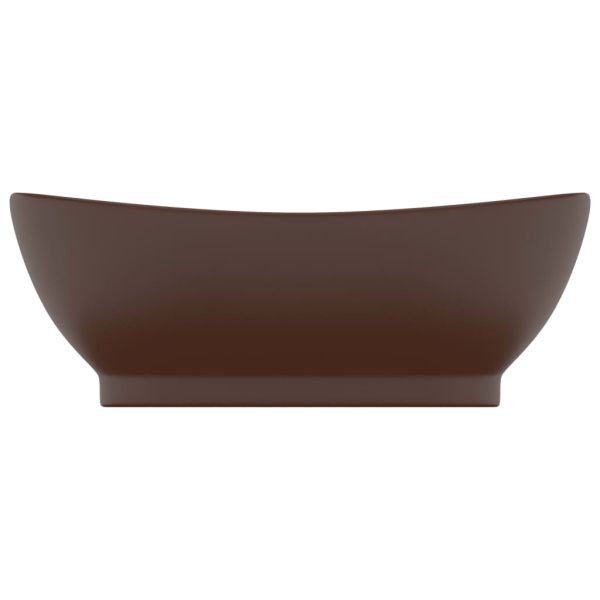 Мивка с преливник лукс овал тъмнокафяв мат 58,5x39 см керамика