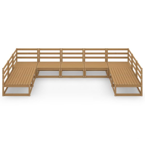 Градински лаундж комплект от 9 части, борово дърво масив