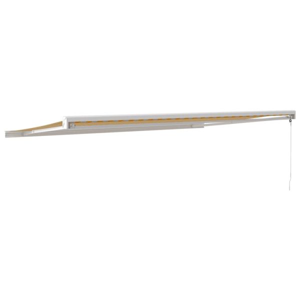 Прибираща се тента жълто и бяло 5x3 м плат и алуминий