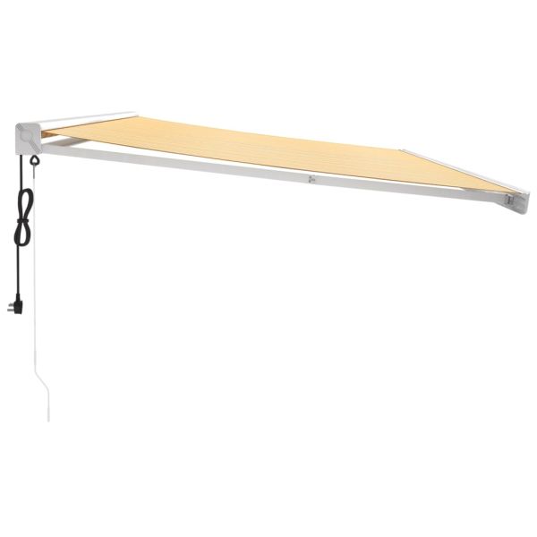 Прибираща се тента жълто и бяло 5x3 м плат и алуминий