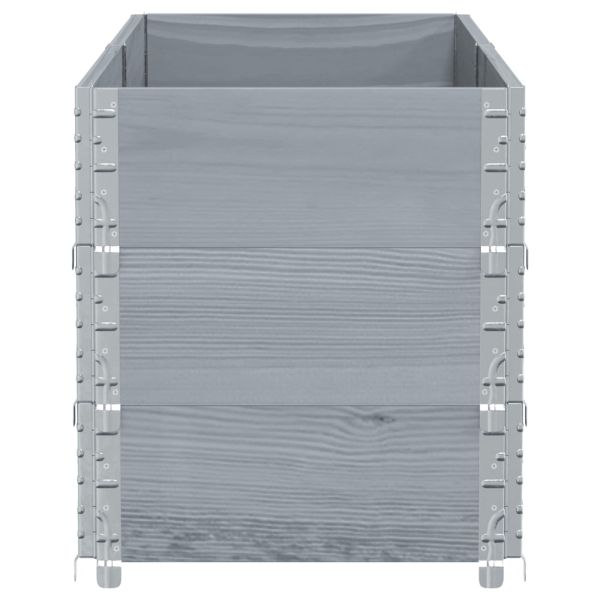 Градинска кашпа, сив, 150x50 см, борова дървесина масив