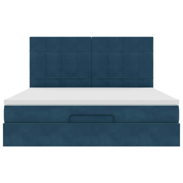Османска легло с матраци, тъмносиньо, 180x200 см, кадифе
