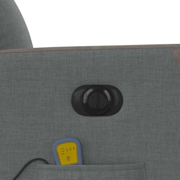Електрически масажен реклайнер стол, тъмносив, текстил