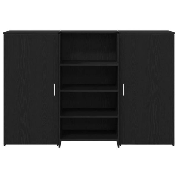 Приемно бюро, черно и дъб, 155x50x103,5см, инженерно дърво