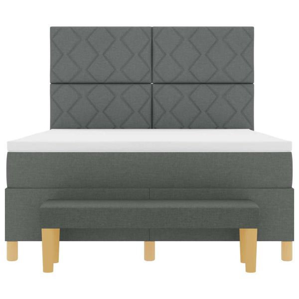 Легло с пружинирана основа Тъмносив 200 x 160 см текстил