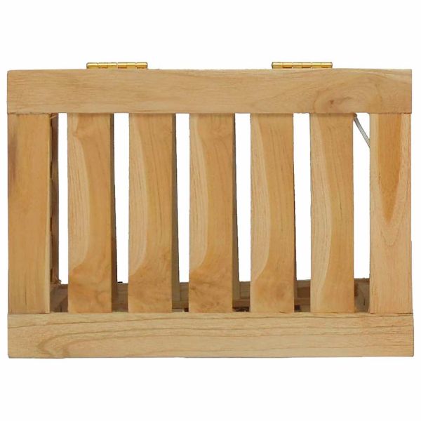 Кош за пране, 35x25x60 см, тиково дърво масив