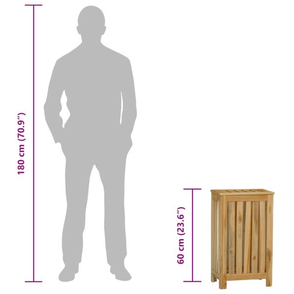 Кош за пране, 35x25x60 см, тиково дърво масив