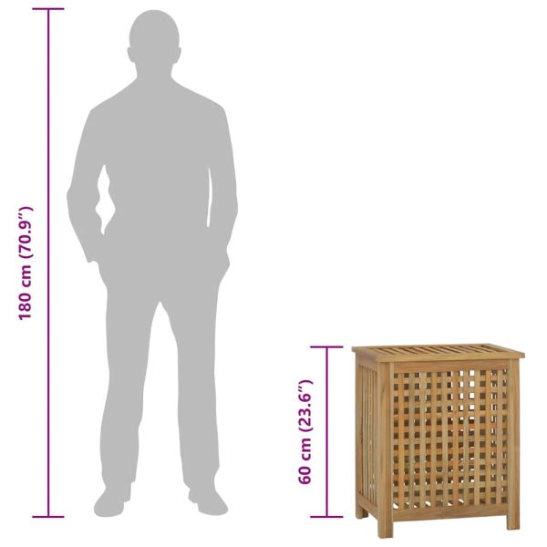 Кош за пране, 50x35x60 см, тиково дърво масив