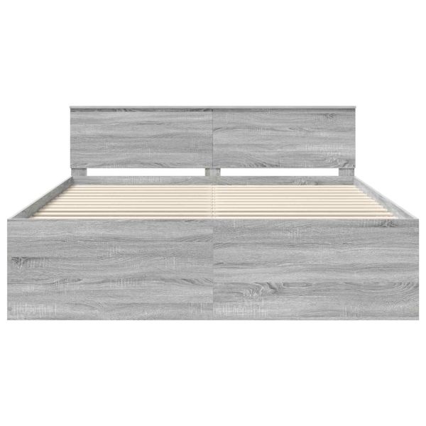 Рамка за легло Сив Сонома 200 x 200 cm Инженерно дърво