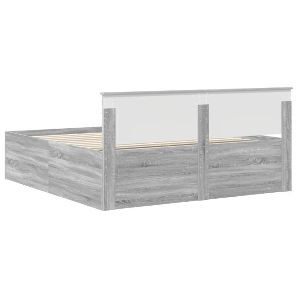 Рамка за легло Сив Сонома 200 x 200 cm Инженерно дърво