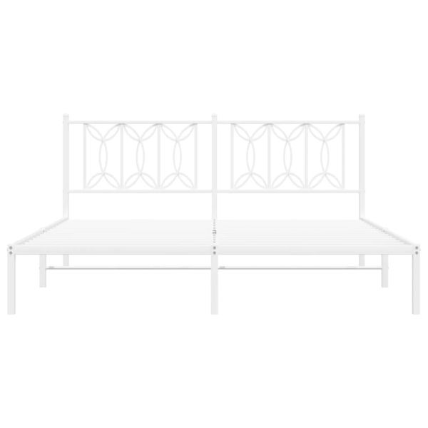Метална рамка за легло с горна табла, бяла, 180x200 см