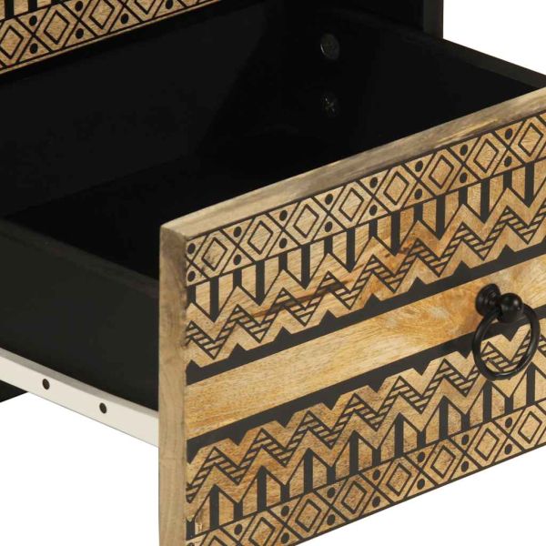 Шкафове за легло 2 бр. черни Масивна груба дървесина Манго