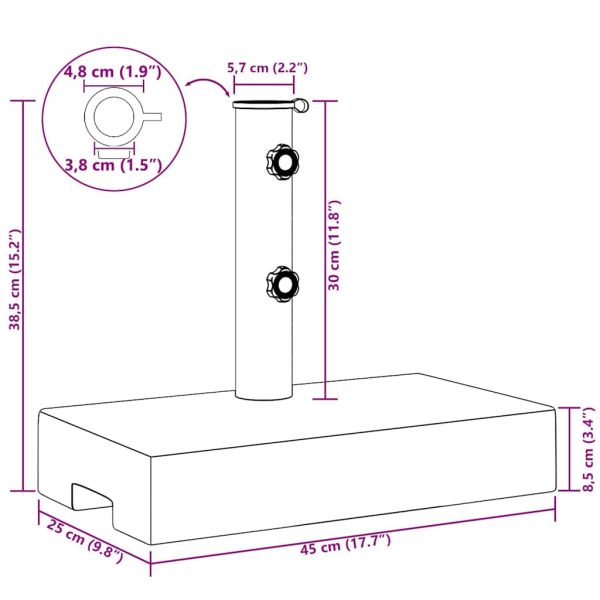 Основа за чадър, гранит, 25 кг, правоъгълна, черна