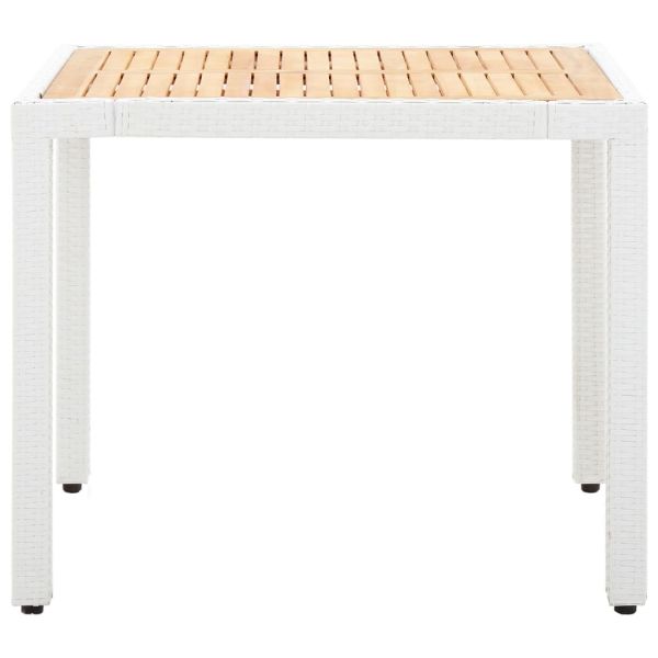 Градински трапезен комплект, 5 части, полиратан, бял