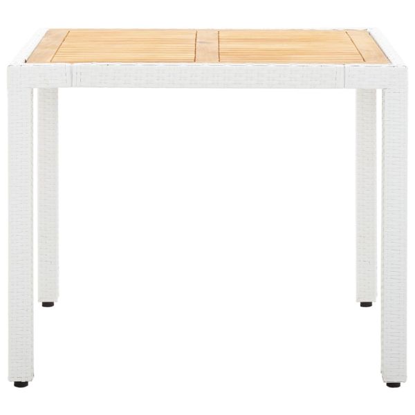 Градински трапезен комплект, 5 части, полиратан, бял