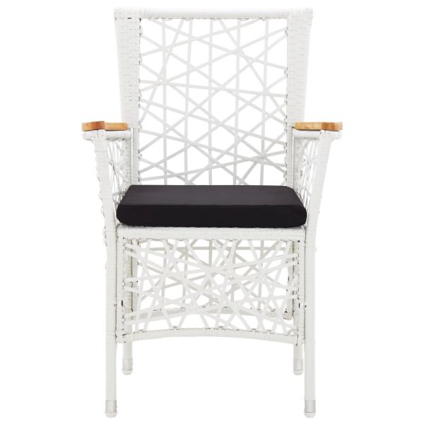 Градински трапезен комплект, 5 части, полиратан, бял