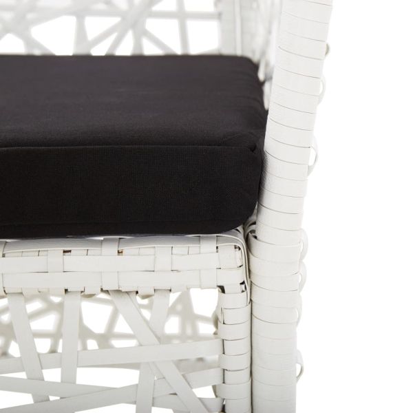 Градински трапезен комплект, 5 части, полиратан, бял