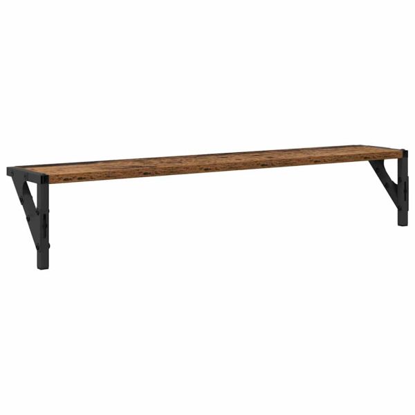 Стени за рафтове с рафт 2 pcs Старо дърво 80 x 15 x 15,5 cm