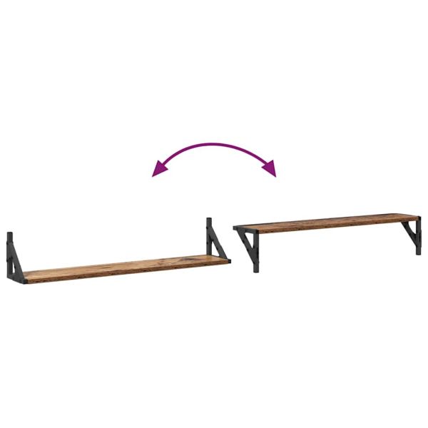 Стени за рафтове с рафт 2 pcs Старо дърво 80 x 15 x 15,5 cm