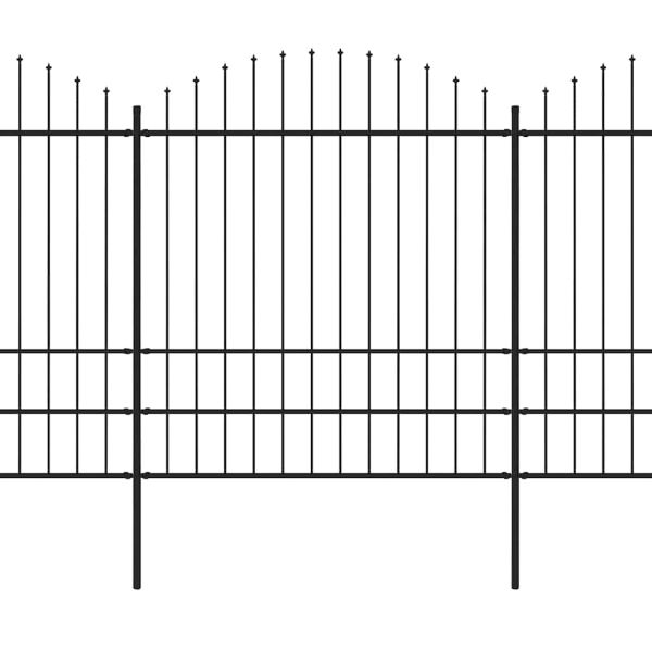 Градинска ограда с връх тип „копие“, стомана, 537x200 см, черна