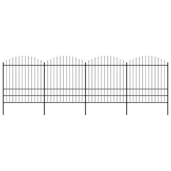 Градинска ограда с връх тип копие, стомана, 714,5x200 см, черна