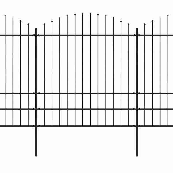 Градинска ограда с връх тип копие, стомана, 714,5x200 см, черна