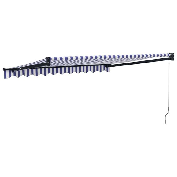 Прибираща се тента синьо и бяло 3x2,5 м плат и алуминий