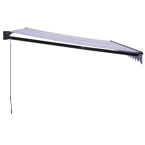 Прибираща се тента синьо и бяло 4x3 м плат и алуминий