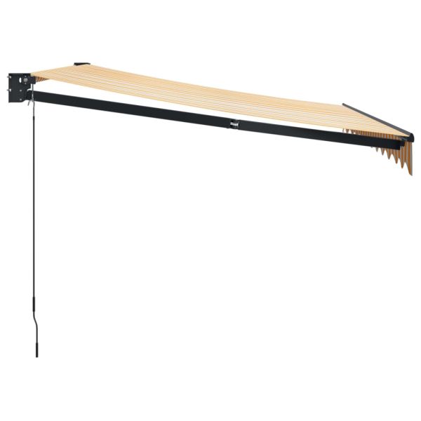 Прибираща се тента жълто и бяло 3,5x2,5 м плат и алуминий