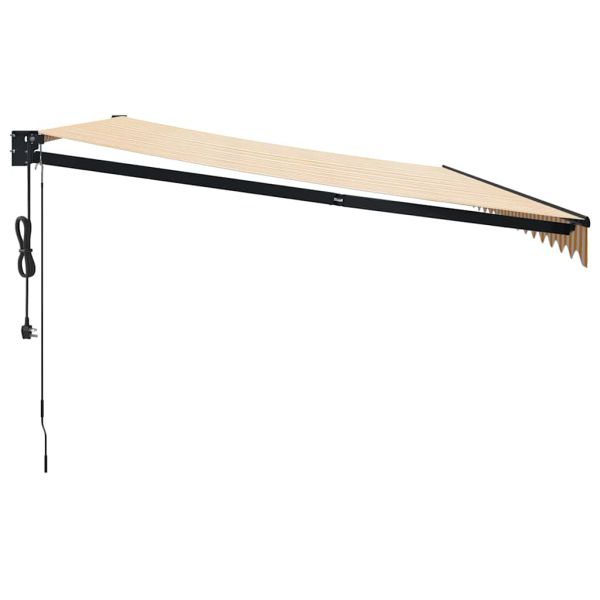 Автоматично прибираща се тента, жълто и бяло, 5x3 м