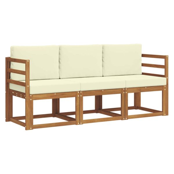 Комплект дивани за открито 3 pcs Натурален и Крема