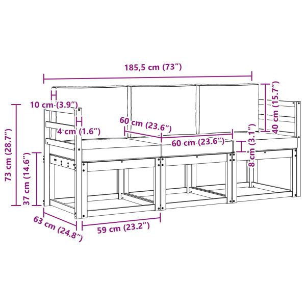 Комплект дивани за открито 3 pcs Естествено и светло сиво