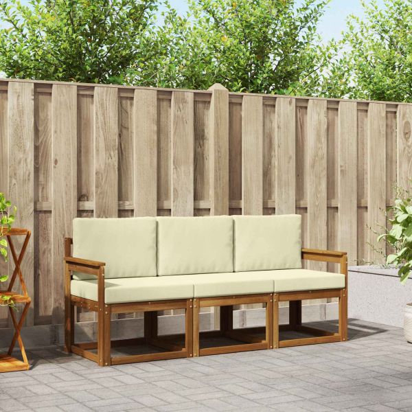 Комплект дивани за открито 3 pcs Натурален и Крема