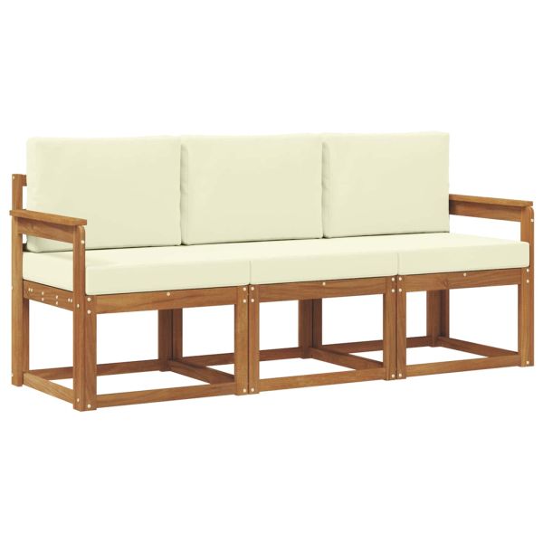 Комплект дивани за открито 3 pcs Натурален и Крема