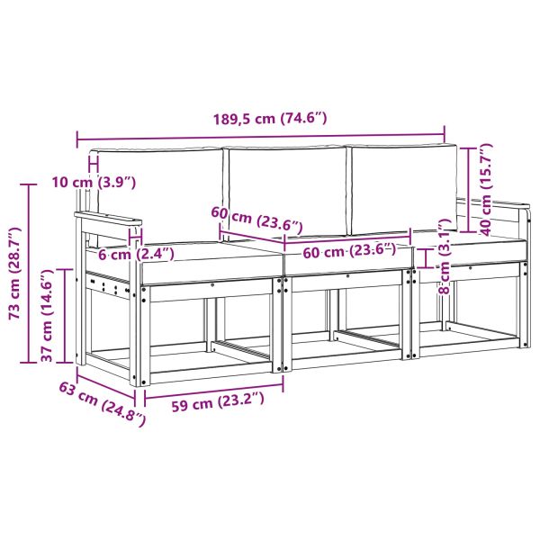 Комплект дивани за открито 3 pcs Естествено и светло сиво